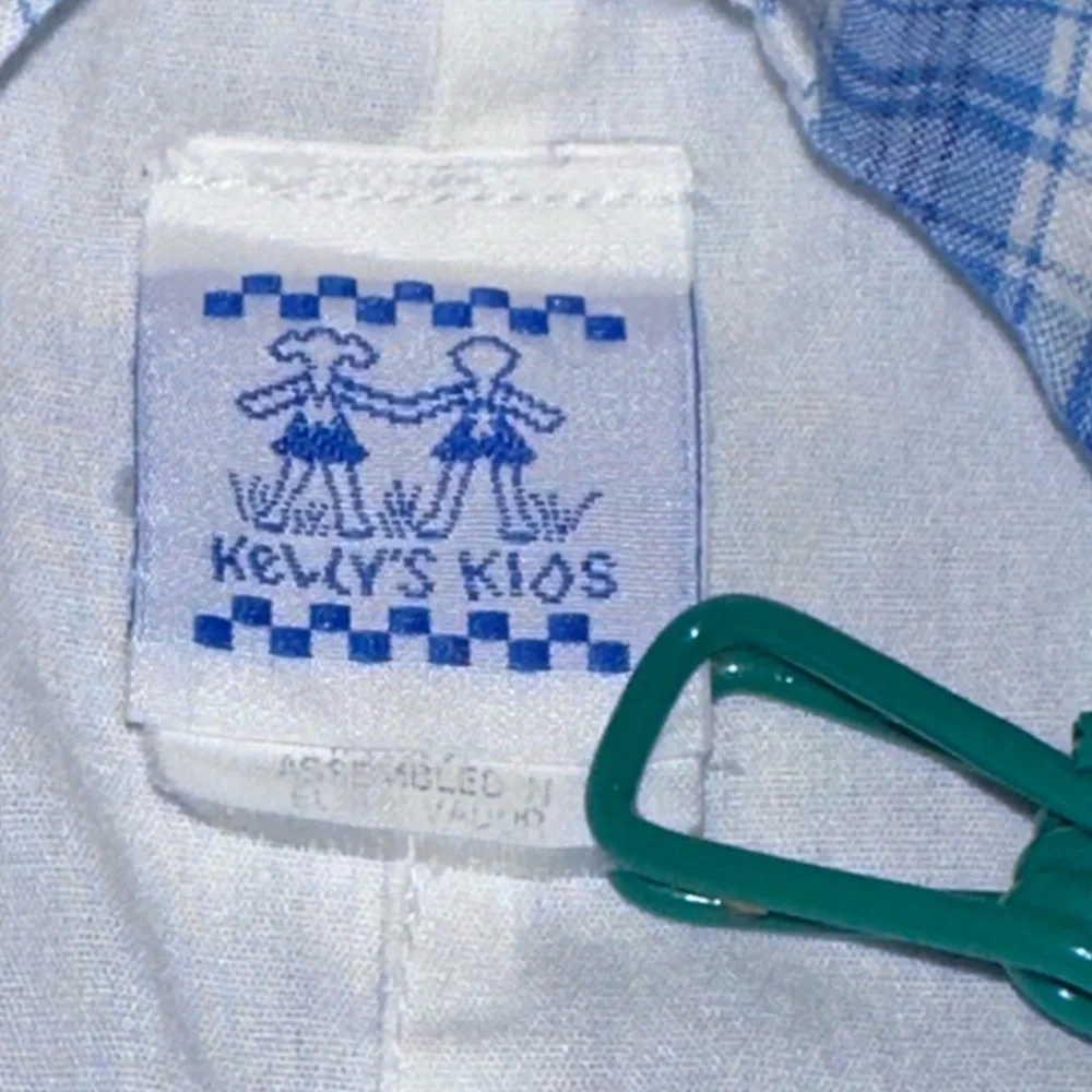 Vintage Kelly’s Kids Baby Romper Blue Plaid‎ One-Piece 12 Months Lined